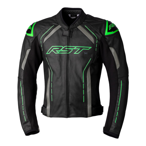 RST RST S1 CE Mens Leather Jacket Neon Green